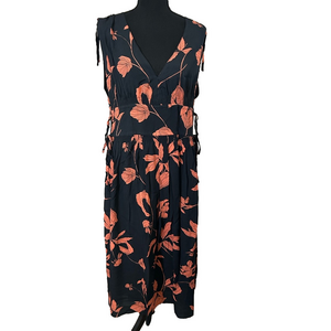 Thakoon Floral Maxi dress w/V-neck and Ties for Body Contouring, Size 6